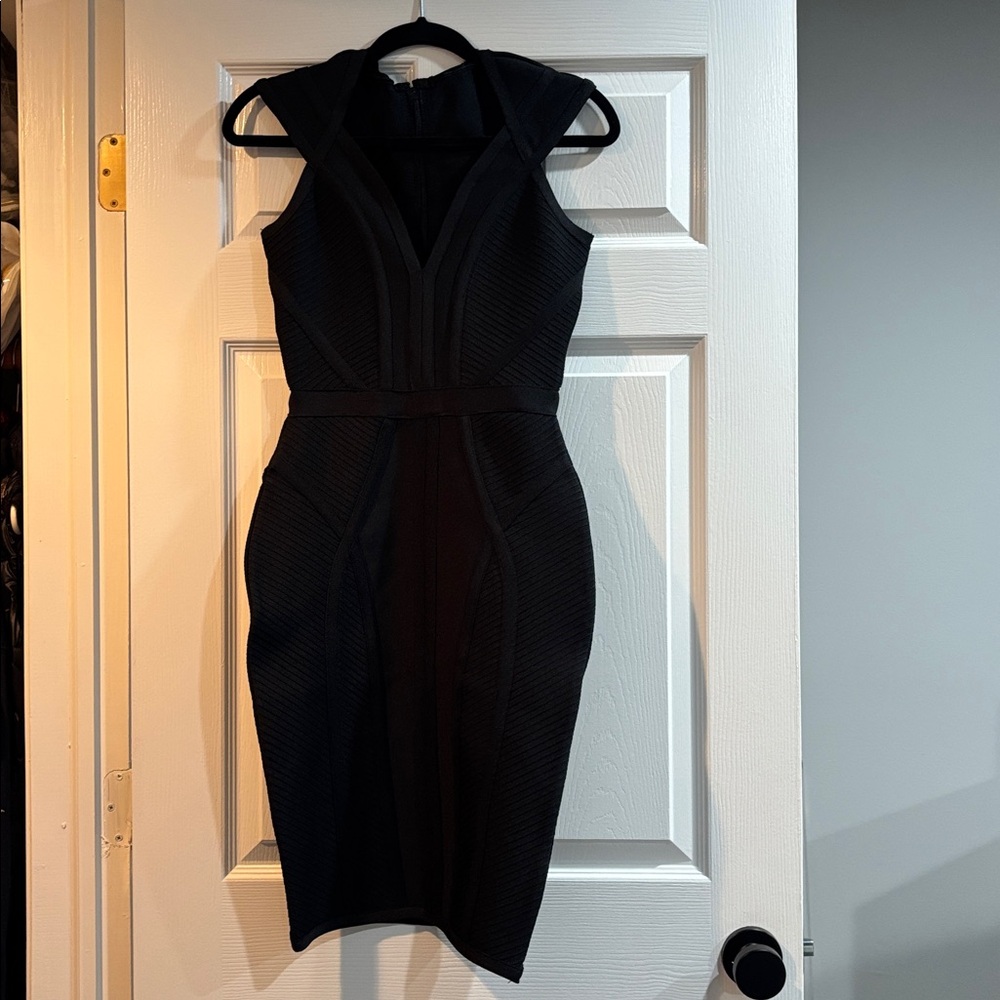 Black Cap Sleeve Bandage Dress S NWOT